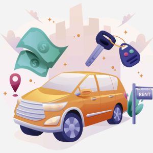 Car Rental Process Illustration (AI, PNG)